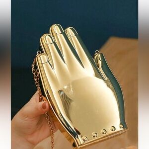 Gold Hand-Shaped Clutch Bag